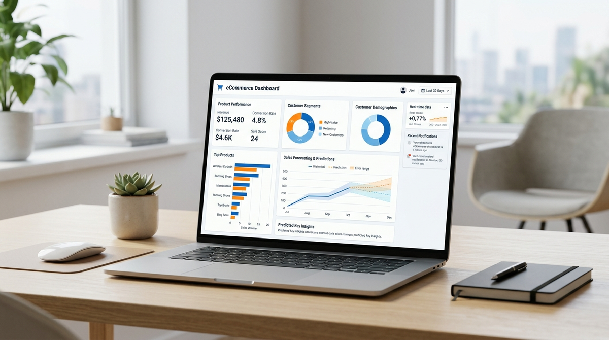 E-commerce analytics dashboard showing customer and sales data