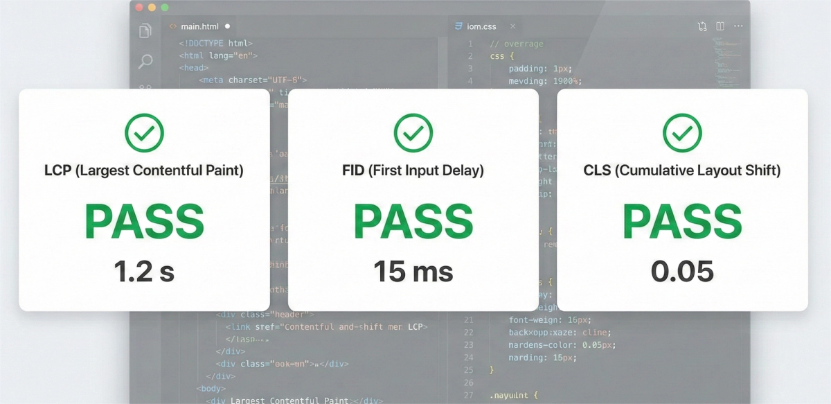 Core Web Vitals 2026 performance dashboard.