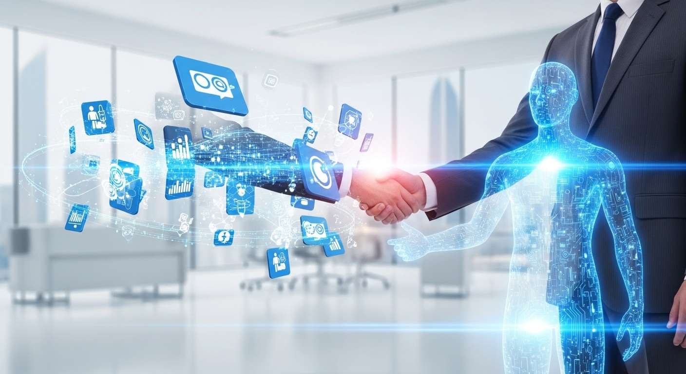 Illustration of the synergy between human strategy and AI-driven workflow automation.