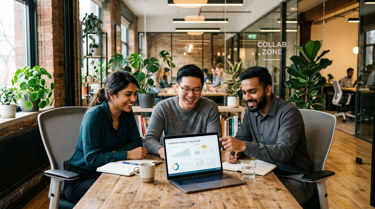 Young professionals networking in co-working space