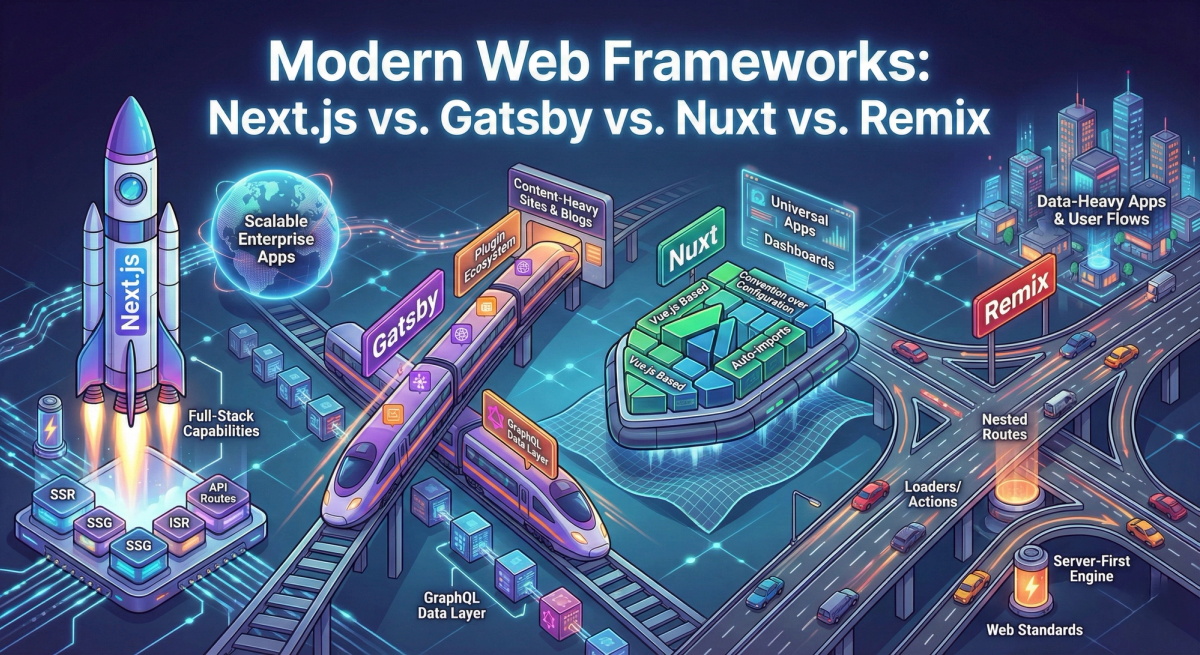  Infographic comparing Next.js features against Gatsby, Nuxt, and Remix