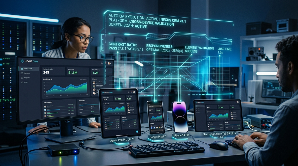 Digital scan verifying color consistency across multiple software devices.
