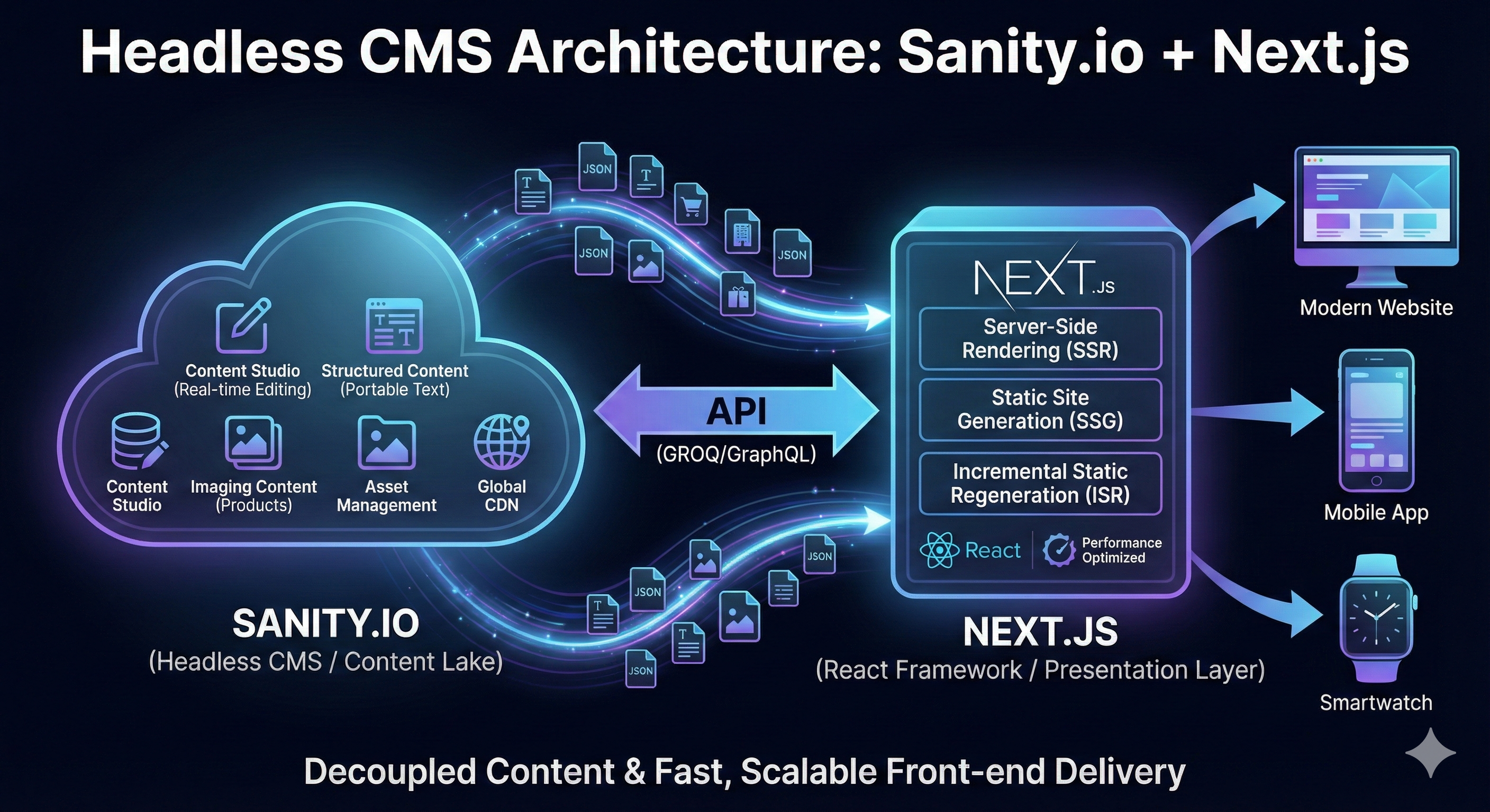 Sanity CMS and Next.js Decoupled Architecture Diagram