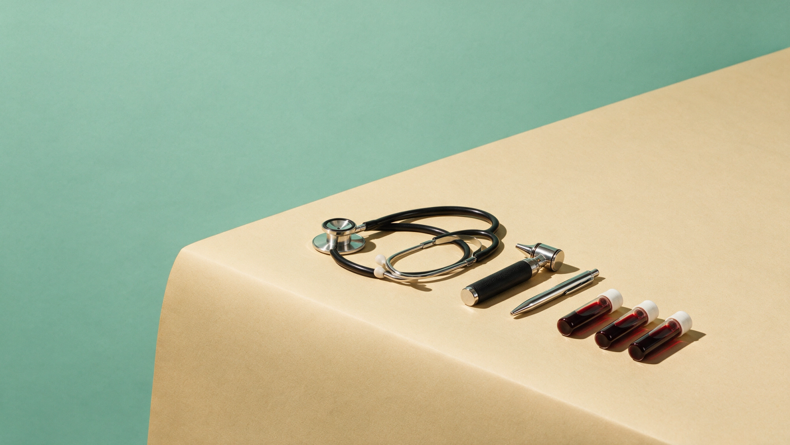 Medical equipment laid out in a doctor's practice