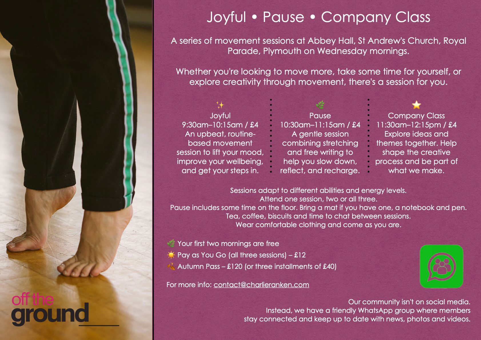 Details of the workshops
