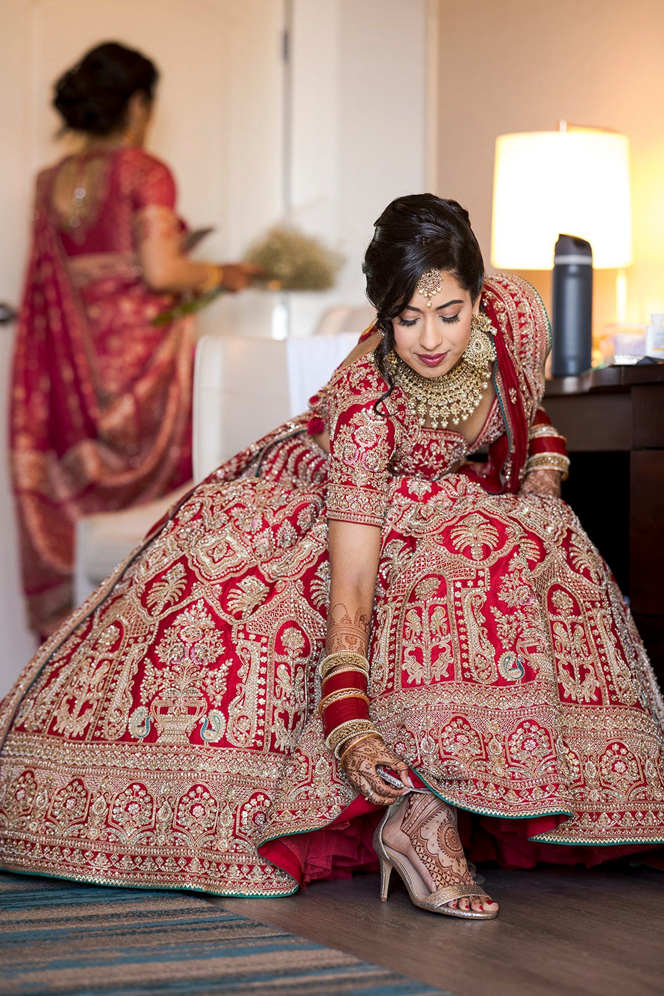 Wedding getting-ready moment with bridal styling