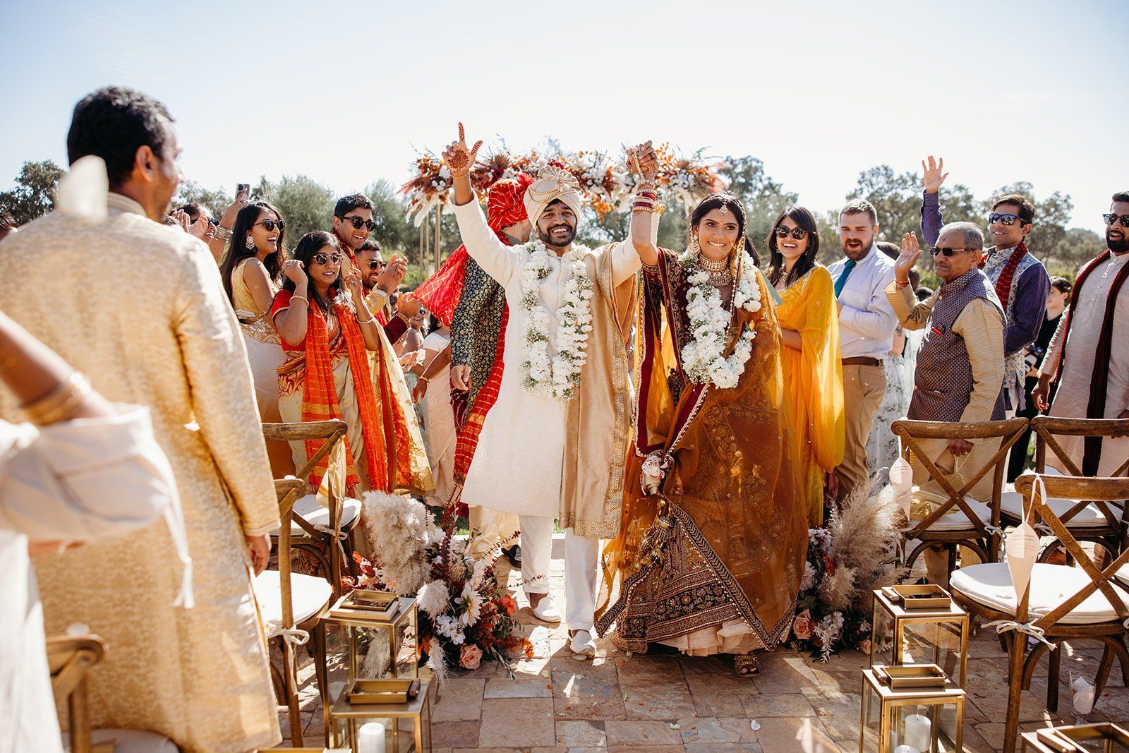Golden hour wedding reception with Bay Area views