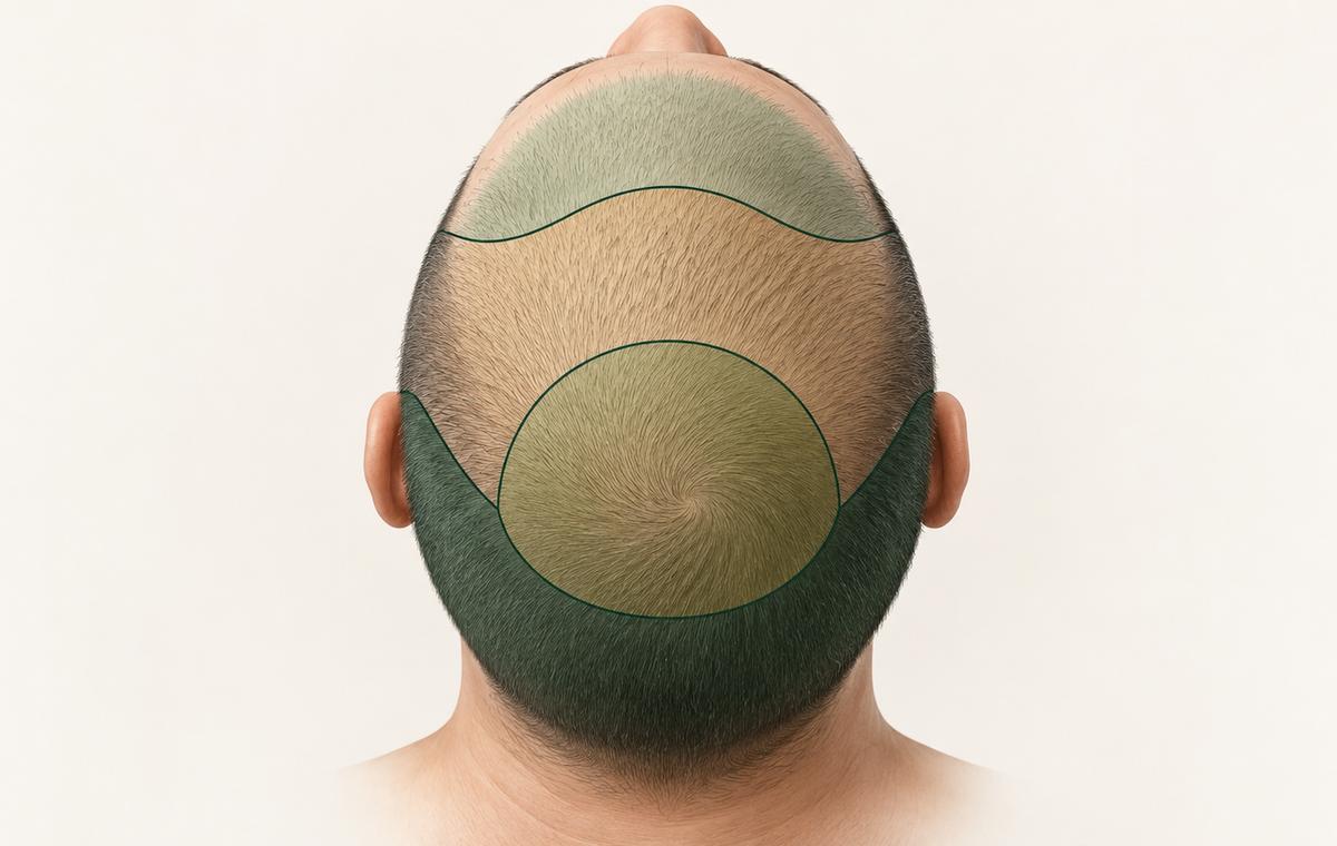 Scalp regions used to plan hair transplant graft distribution