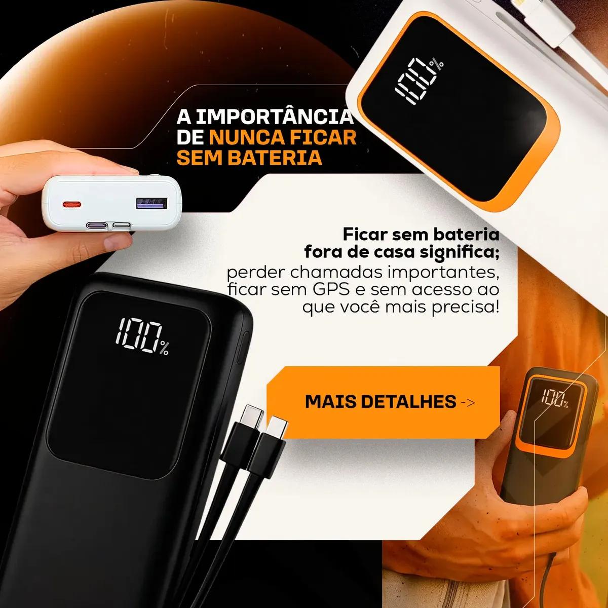Power Bank 20.000mah Carregador Portátil Maxnova Carga Rápida Premium Com Display Compatível Com Todos Os Celulares Turbo - view 3
