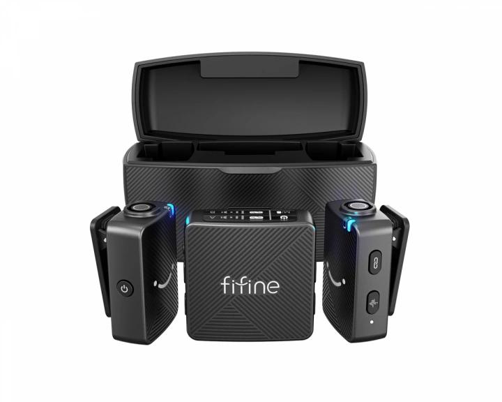 Fifine M9 Microfone Lapela Sem Fio P/ iPhone Android Câmera Preto - view 2