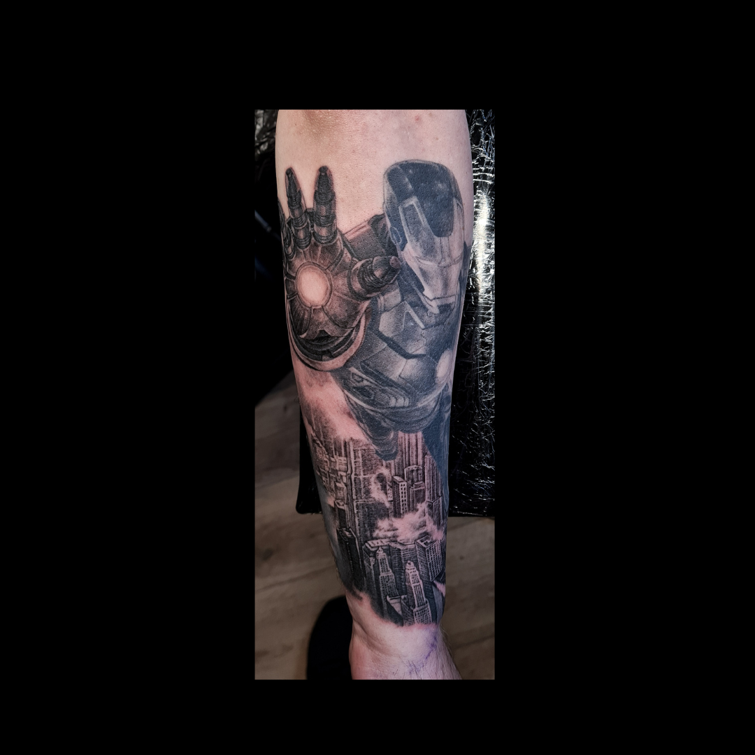 Black & White Iron Man Tattoo 37