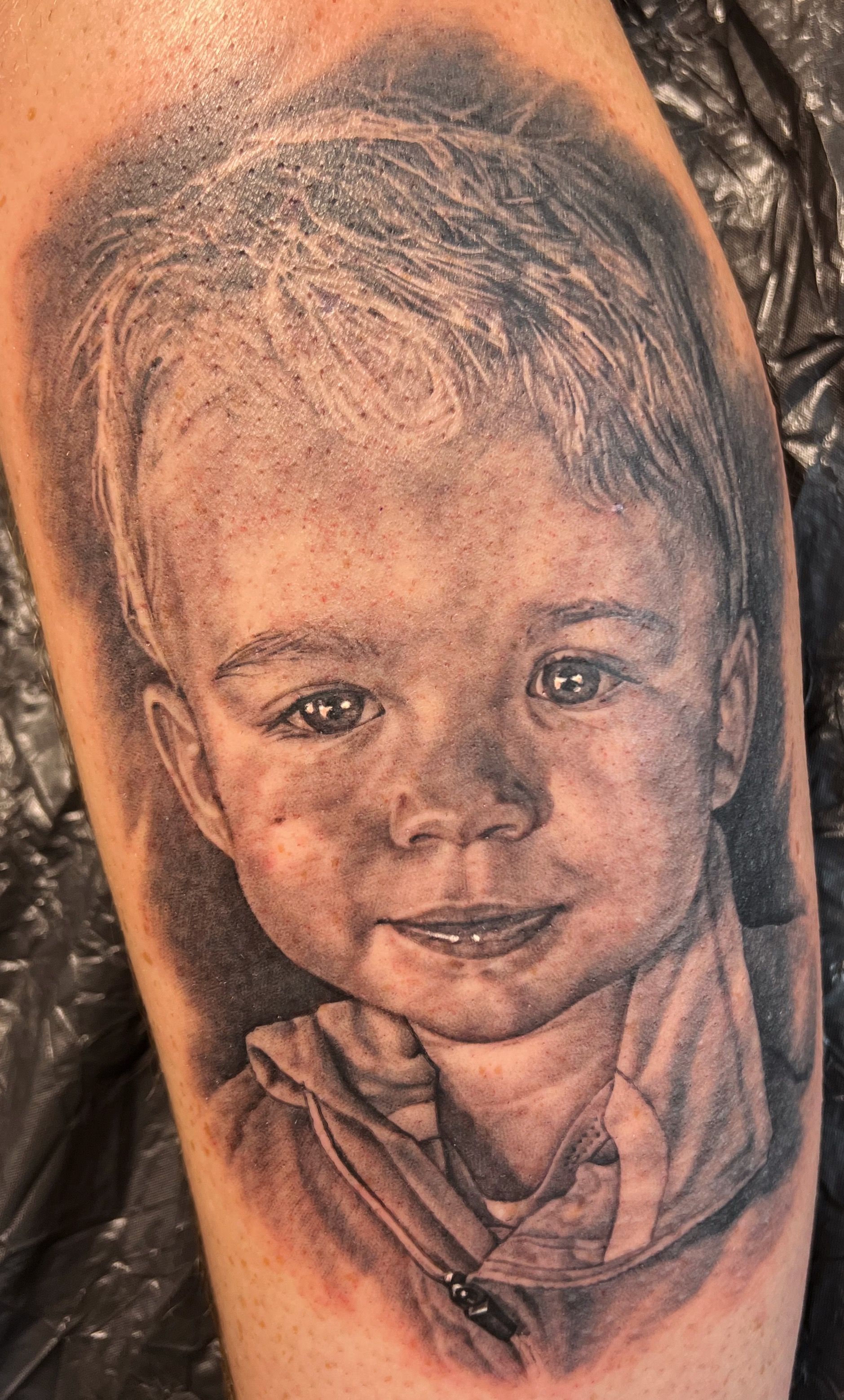 Black & White Boy portrait Tattoo 15