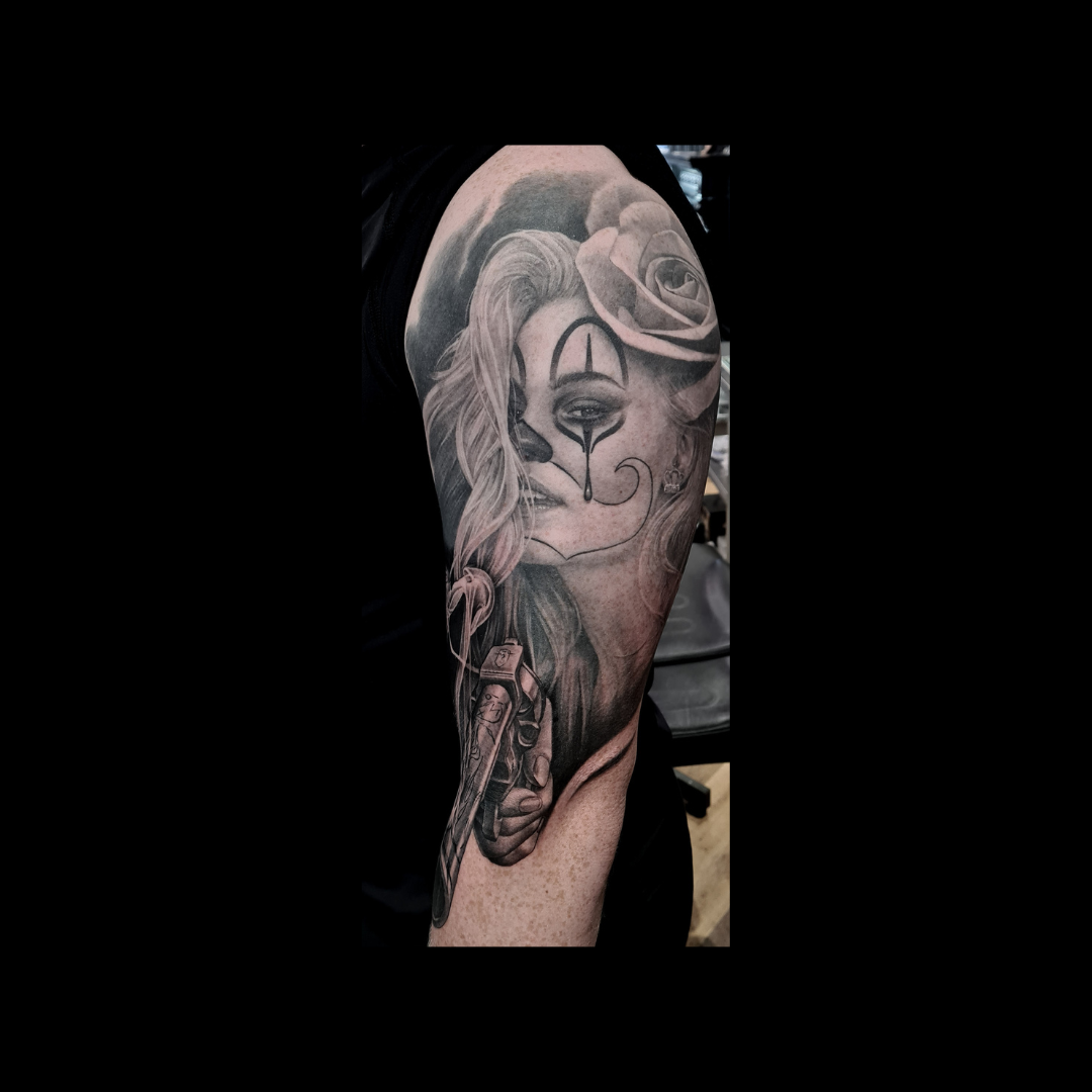 Black & White Chicano women Tattoo 24