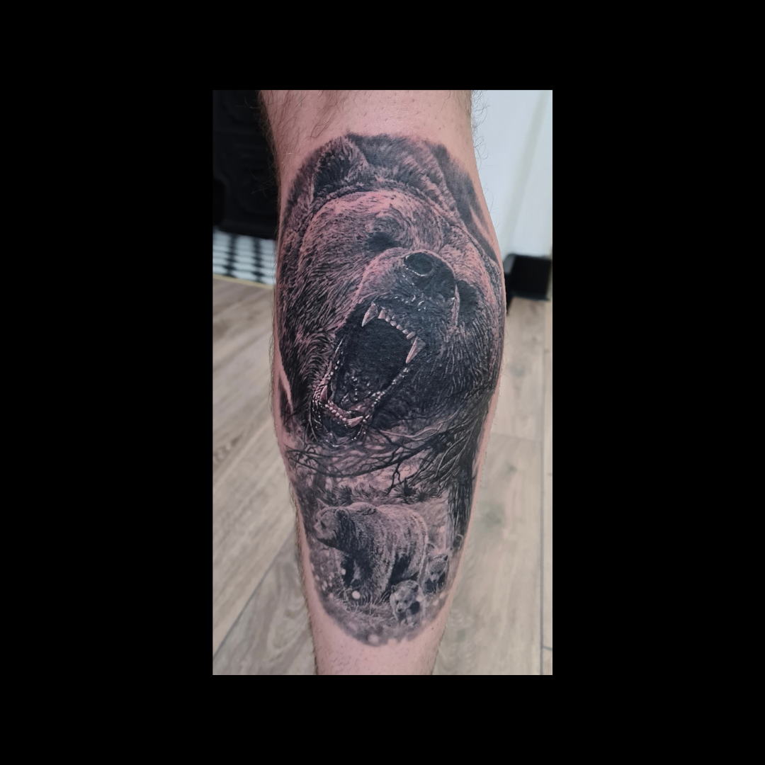 Black & White Bear Tattoo 38