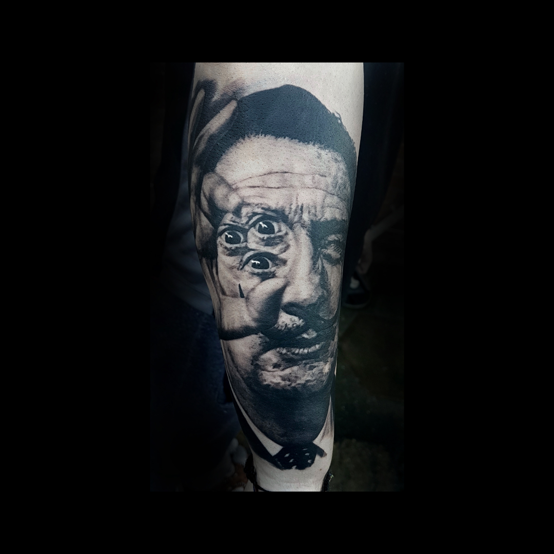 Black & White Dallí Tattoo 7