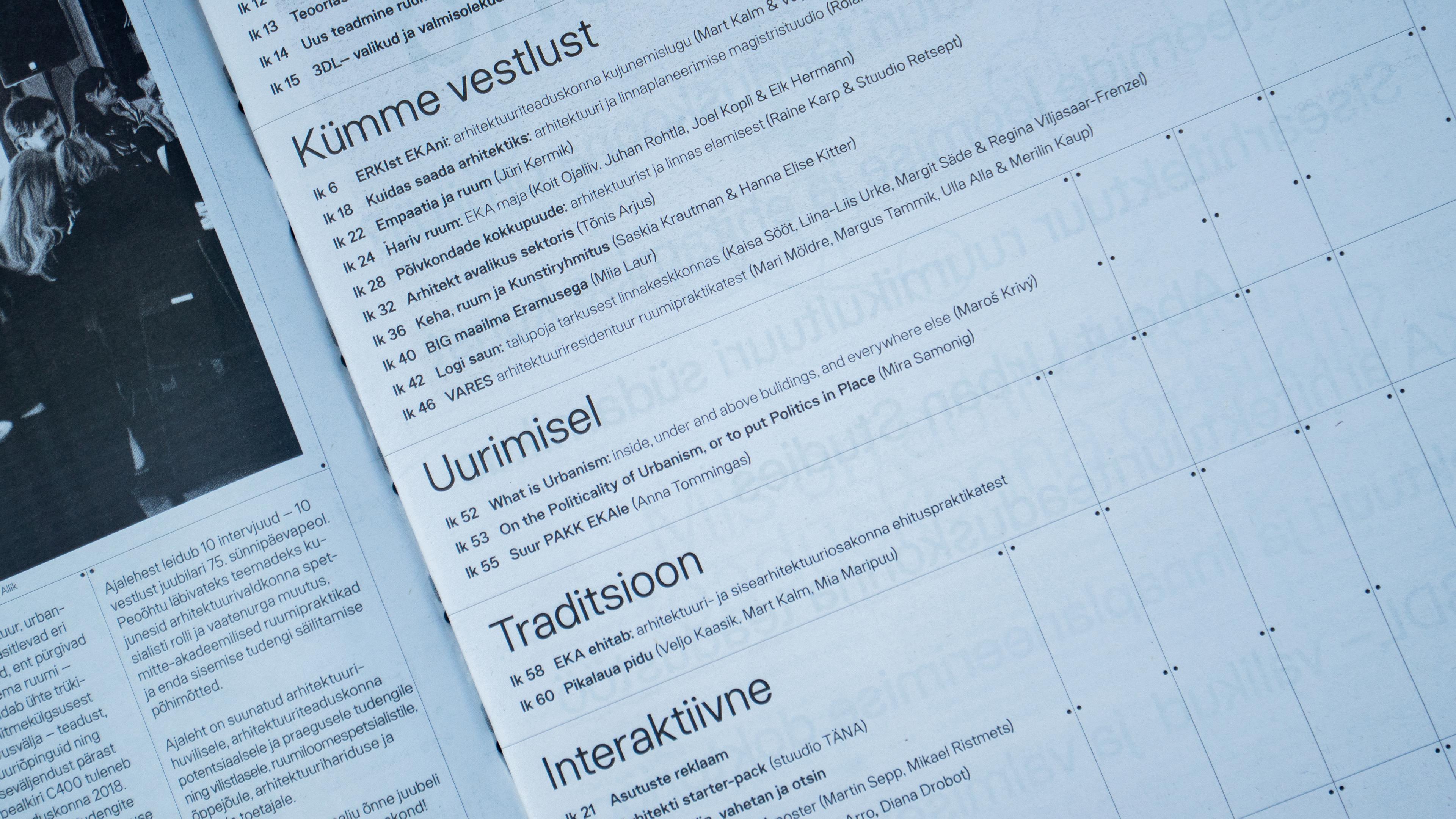 C400 ◦ Table of Contents