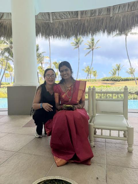 Grecia with the bride at the resort — Punta Cana