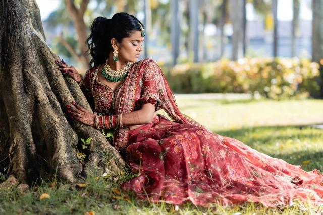Bridal portrait beneath the palms — Punta Cana