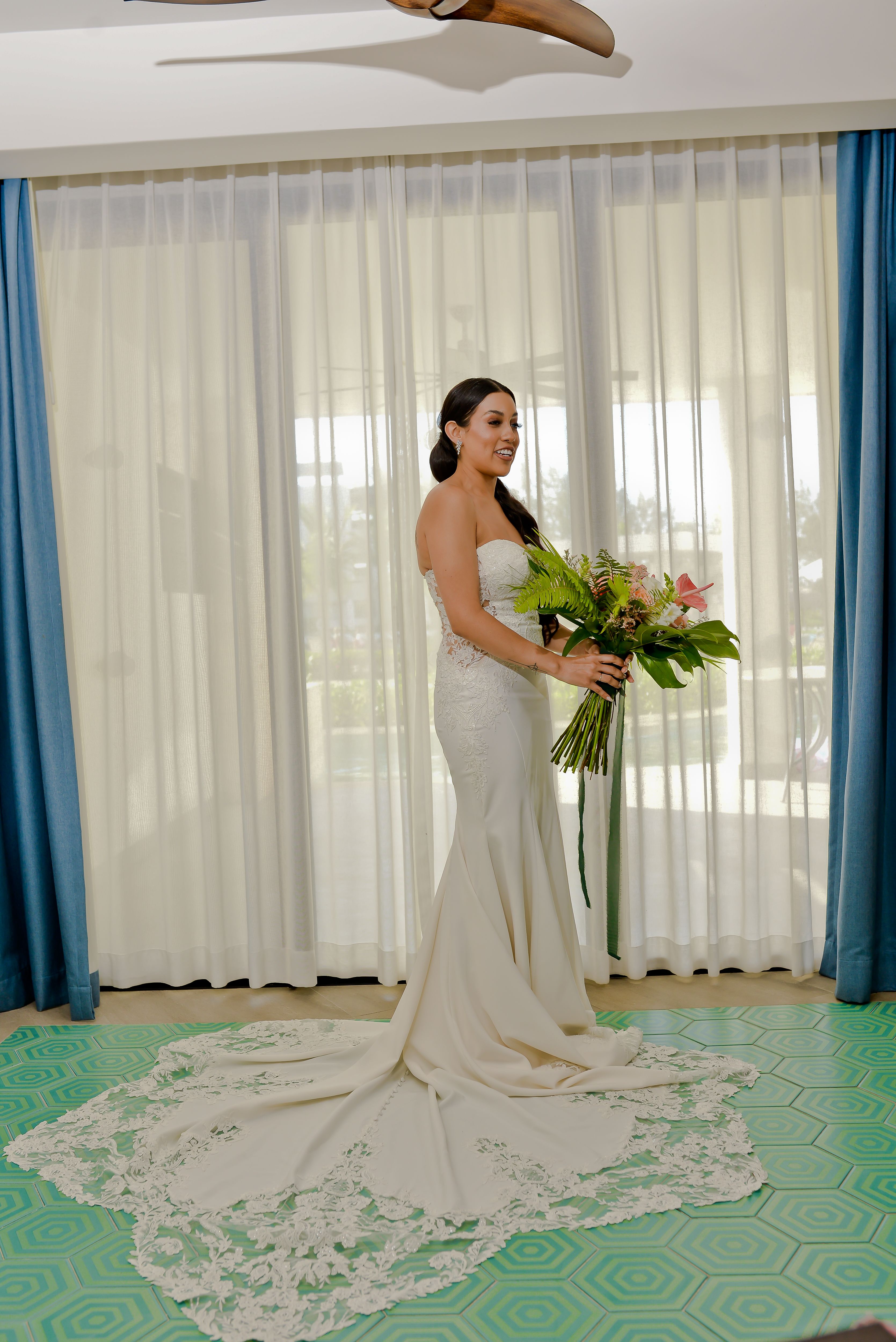 Destination bride in her wedding dress at a Punta Cana resort