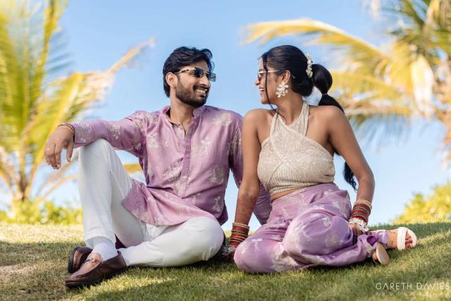 The couple together beside the sea — Punta Cana