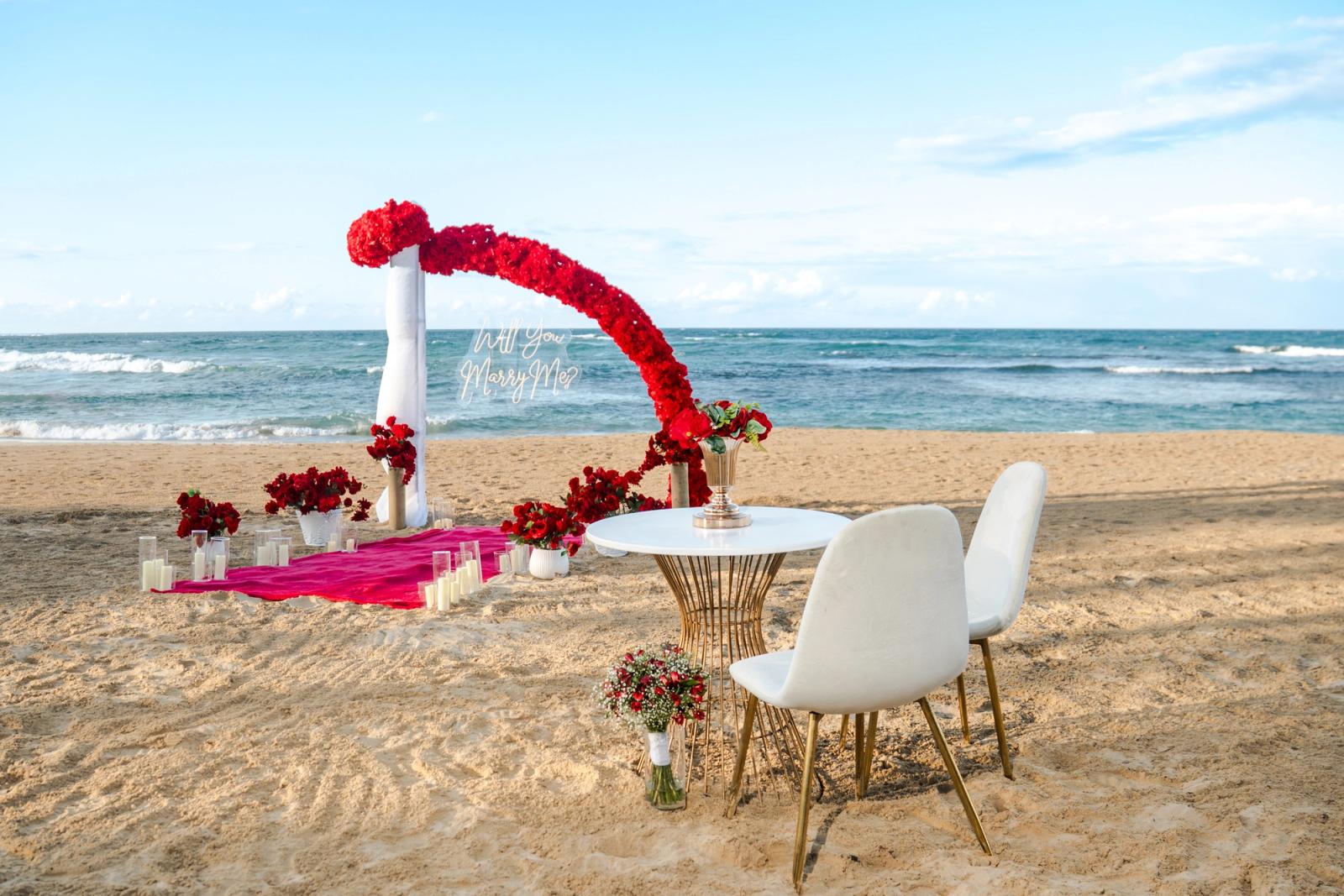 Eternal Passion: detalhe da montagem 3 em uma praia privativa de Uvero Alto, Punta Cana.