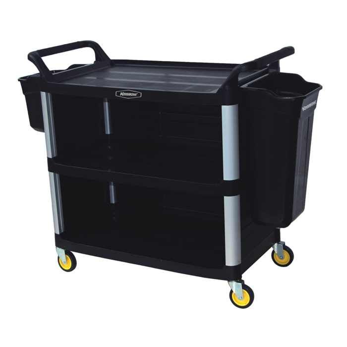 THREE STEP TROLLEY BLACK W/2 BUCKET