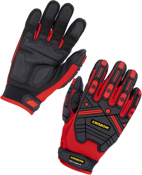 Krisbow Impact Mechanical Gloves Large Black Red