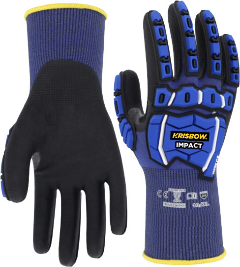 Krisbow Impact Gloves Large Black Blue