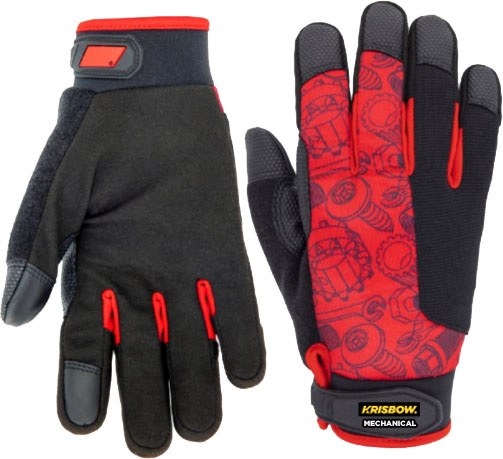 Krisbow Mechanical Gloves Large Black Red