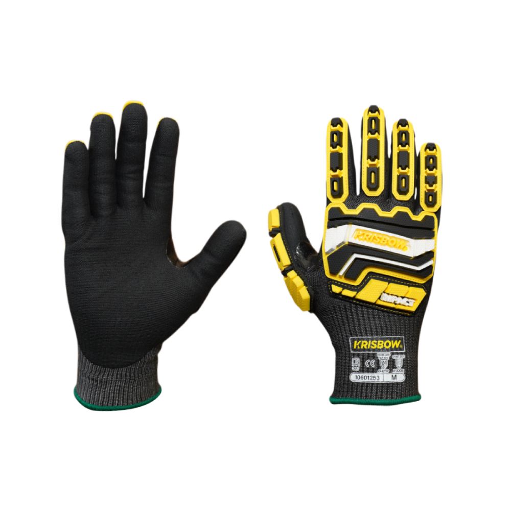 Krisbow Impact Gloves Large Black Yellow