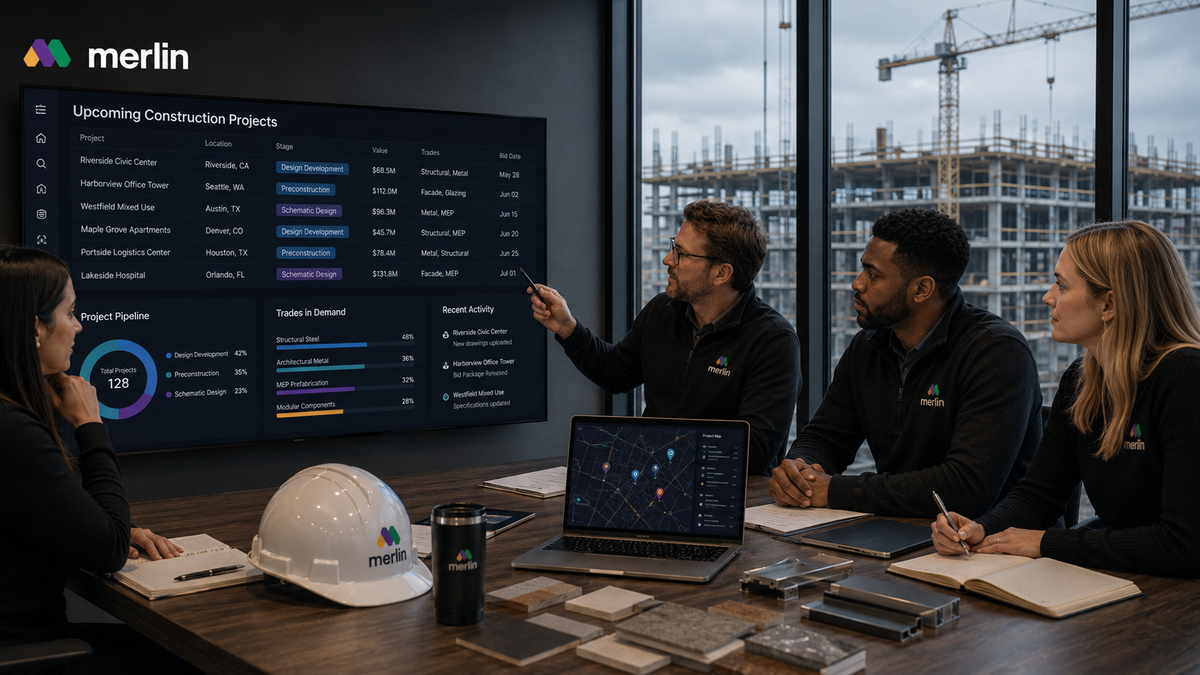 Metal, MEP, and structural fabricators using a construction platform to discover projects early, connect with buyers, and plan production capacity