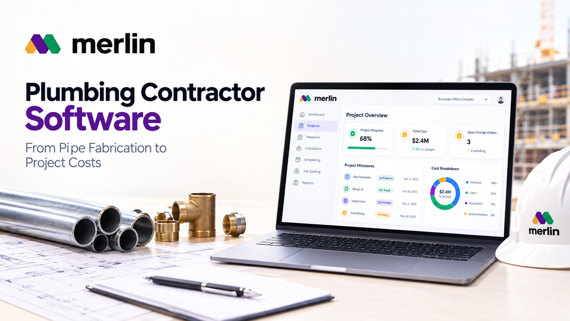 Plumbing Contractor Software for Commercial Construction Project tracking dashboard