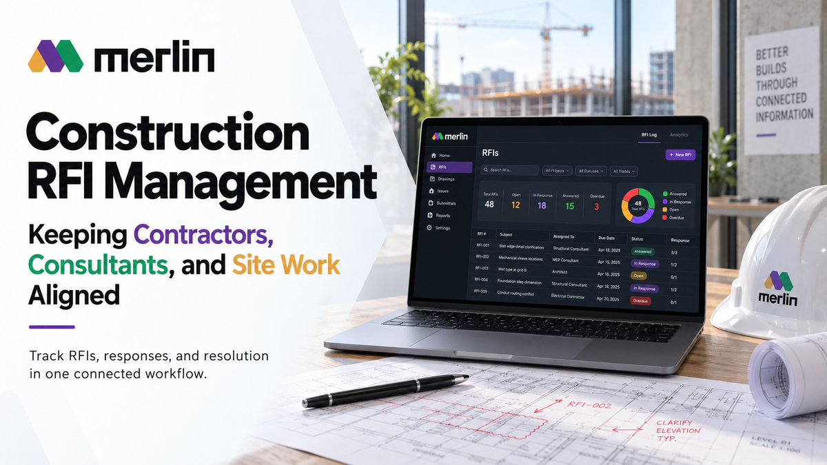 Construction RFI management connecting contractors, consultants, procurement, and site teams through a centralized RFI workflow