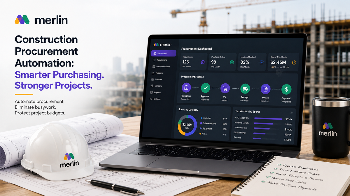 Construction procurement automation software for managing purchase requisitions, purchase orders, invoices, and supplier workflows