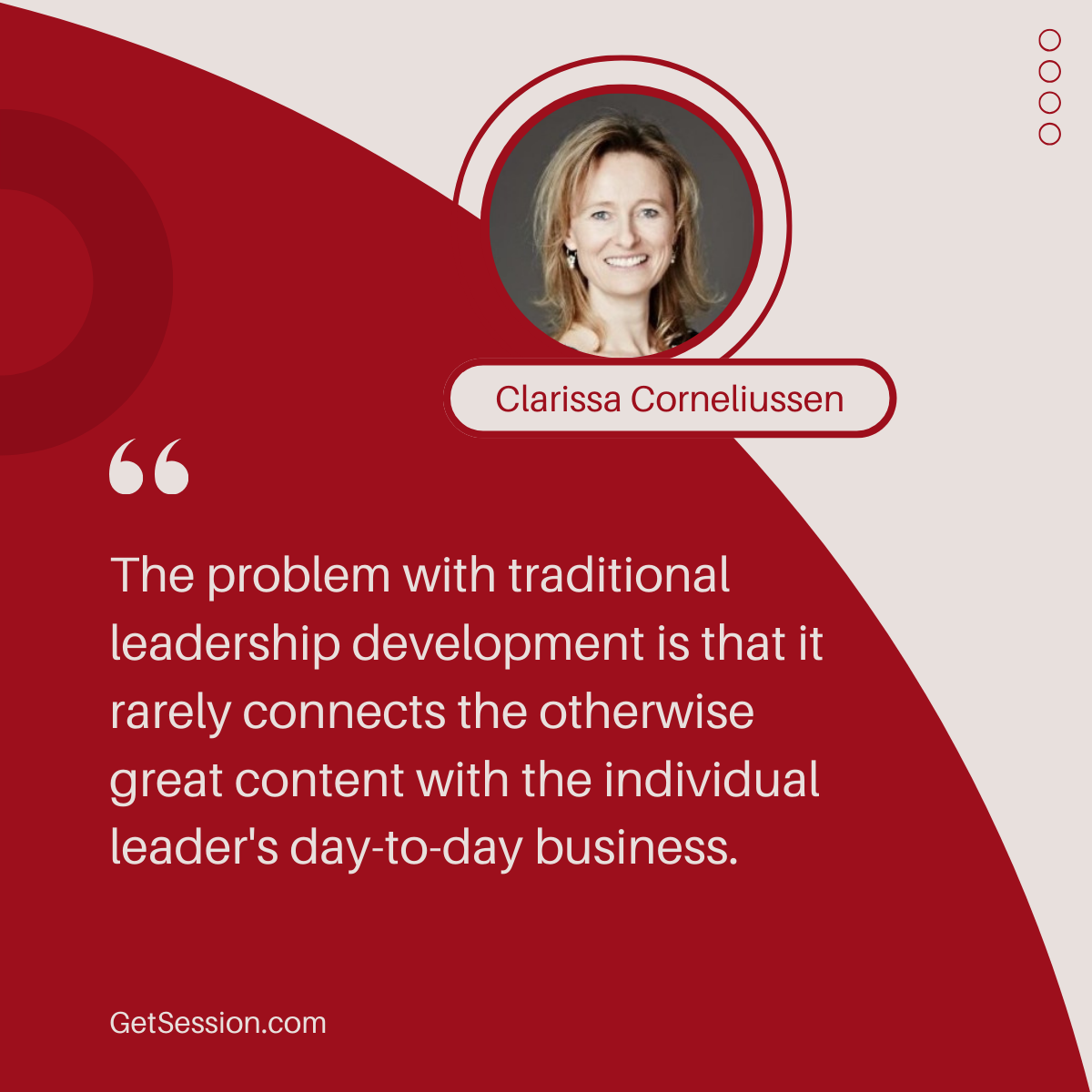 Illustration of a quote by Clarissa Corneliussen: The problem with traditional leadership development is that...
