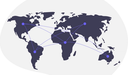 Et verdenskort, der viser hvordan Session forbinder verden gennem højkvalitets erhvervscoaching