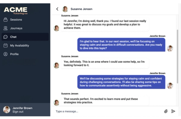 Chat messages on the Session platform