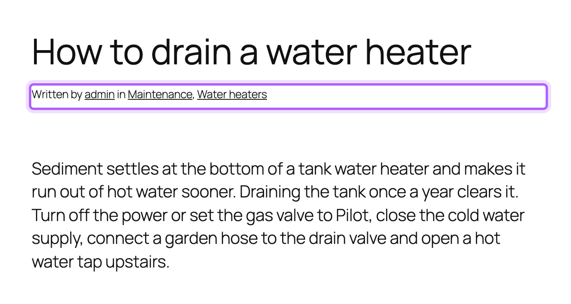 The post How to drain a water heater in Twenty Twenty-Five, with the line Written by admin in Maintenance, Water heaters highlighted