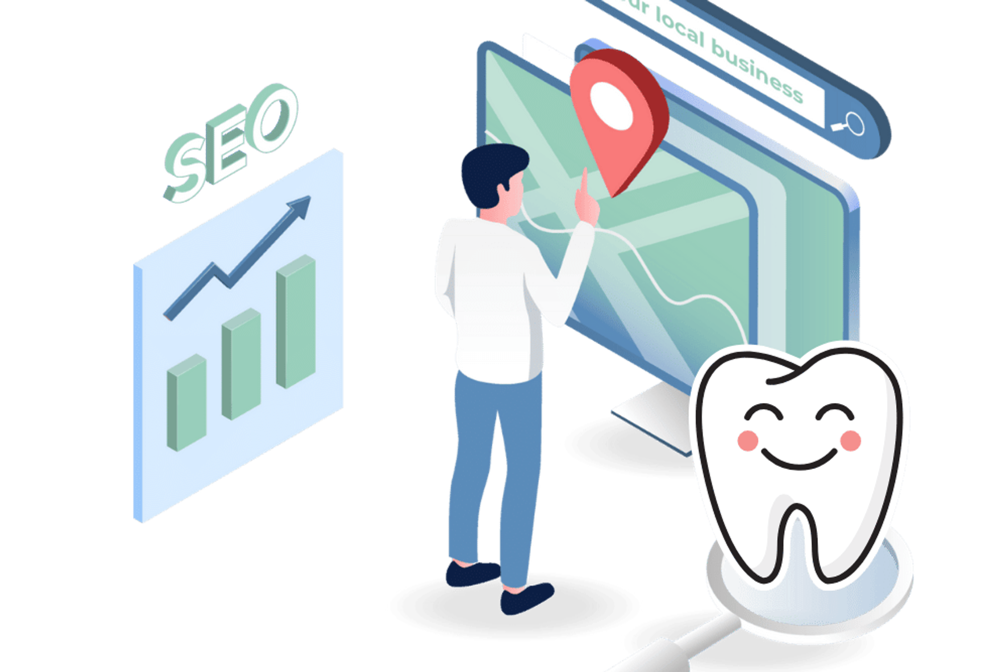 Dentist looking to improve is local SEO on a map