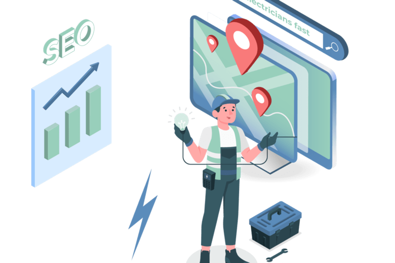 Header showing an electrician wanting to improve local SEO for his electrician business