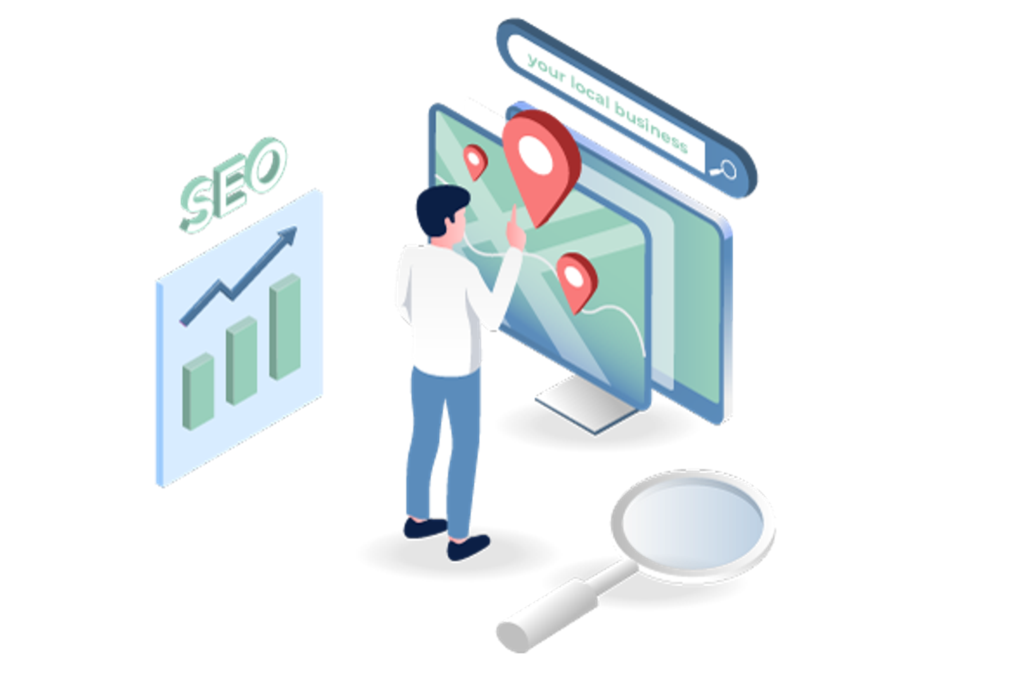 Featured Image showing a person in front of multiple map pins indicating multiple locations