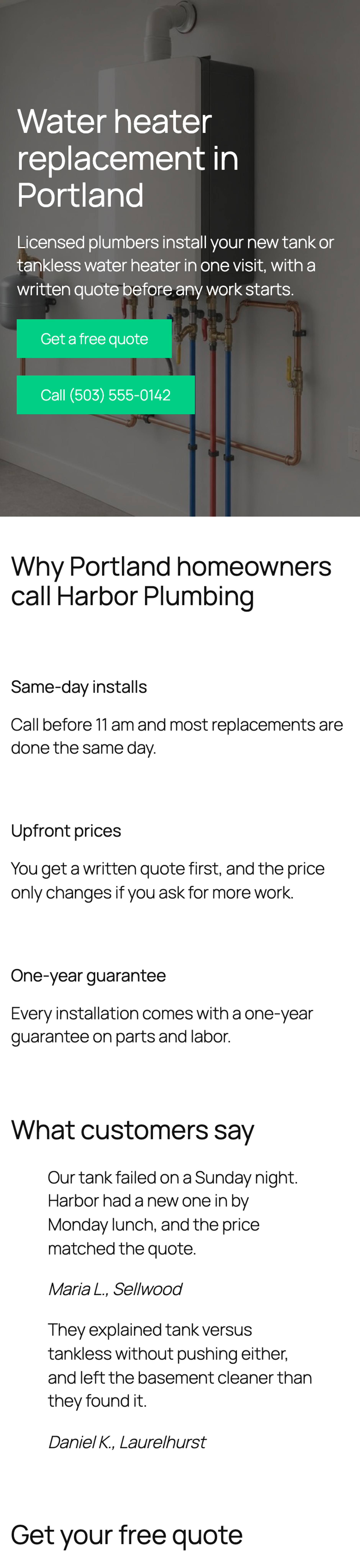 The GreenShift landing page on a 390 px phone screen