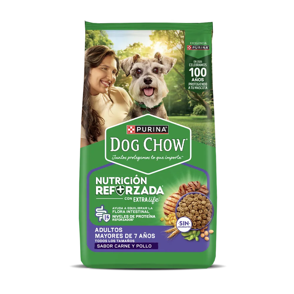 Envase de alimento Dog Chow Nutrición Reforzada+ Adultos mayores de 7 años para perros