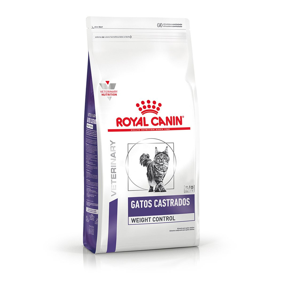 Envase de alimento Royal Canin Gatos Castrados Weight Control para gatos