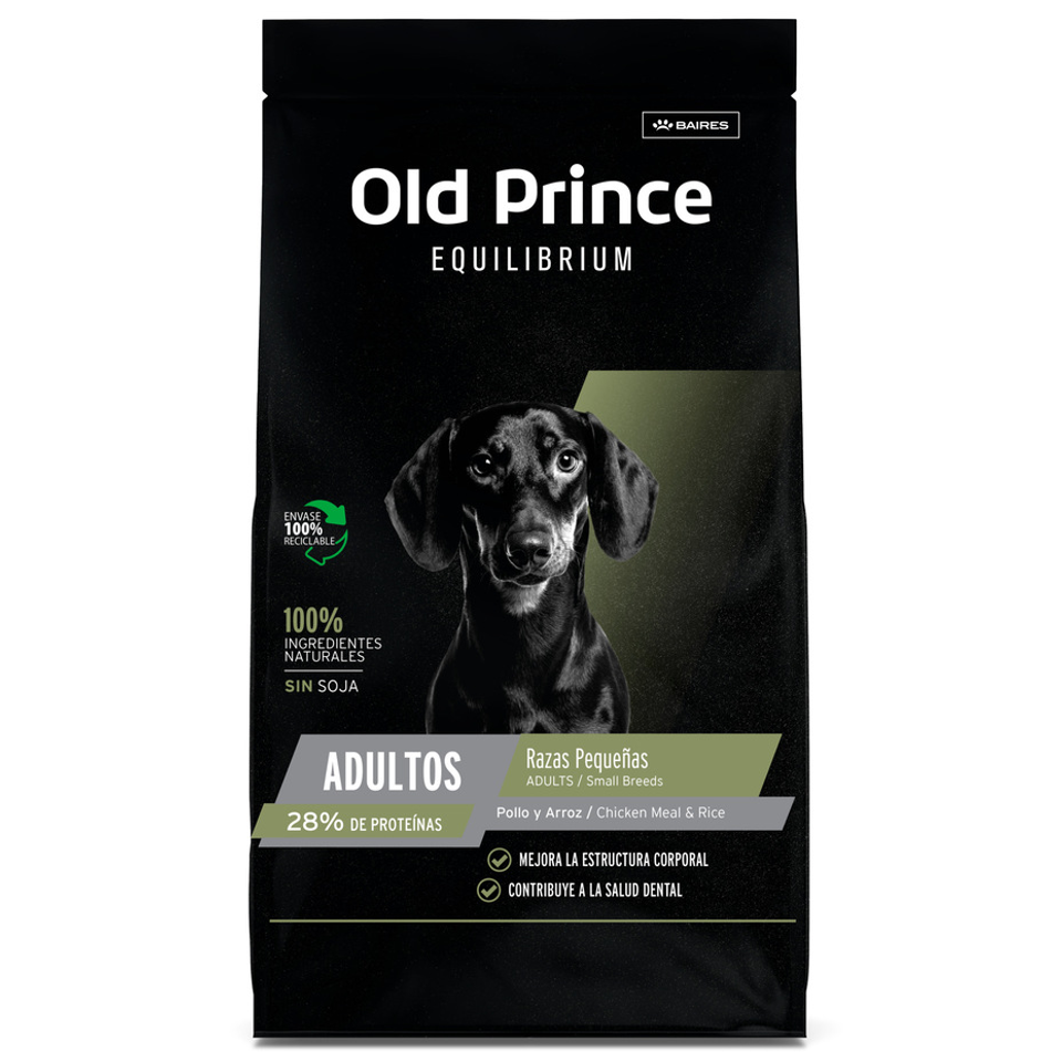 Envase de alimento Old Prince Adultos Razas Pequeñas Pollo y Arroz para perros