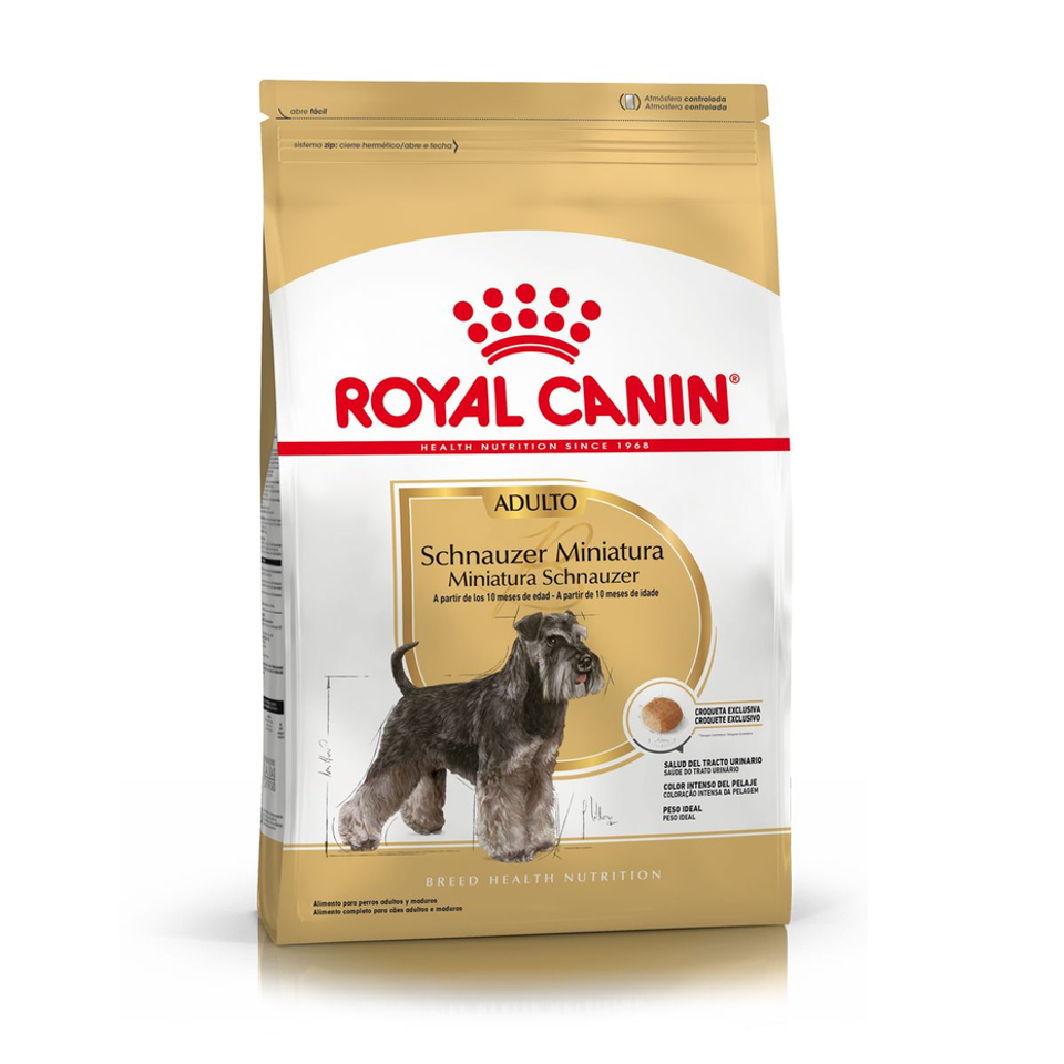 Envase de alimento Royal Canin Schnauzer Miniatura Adult para perros