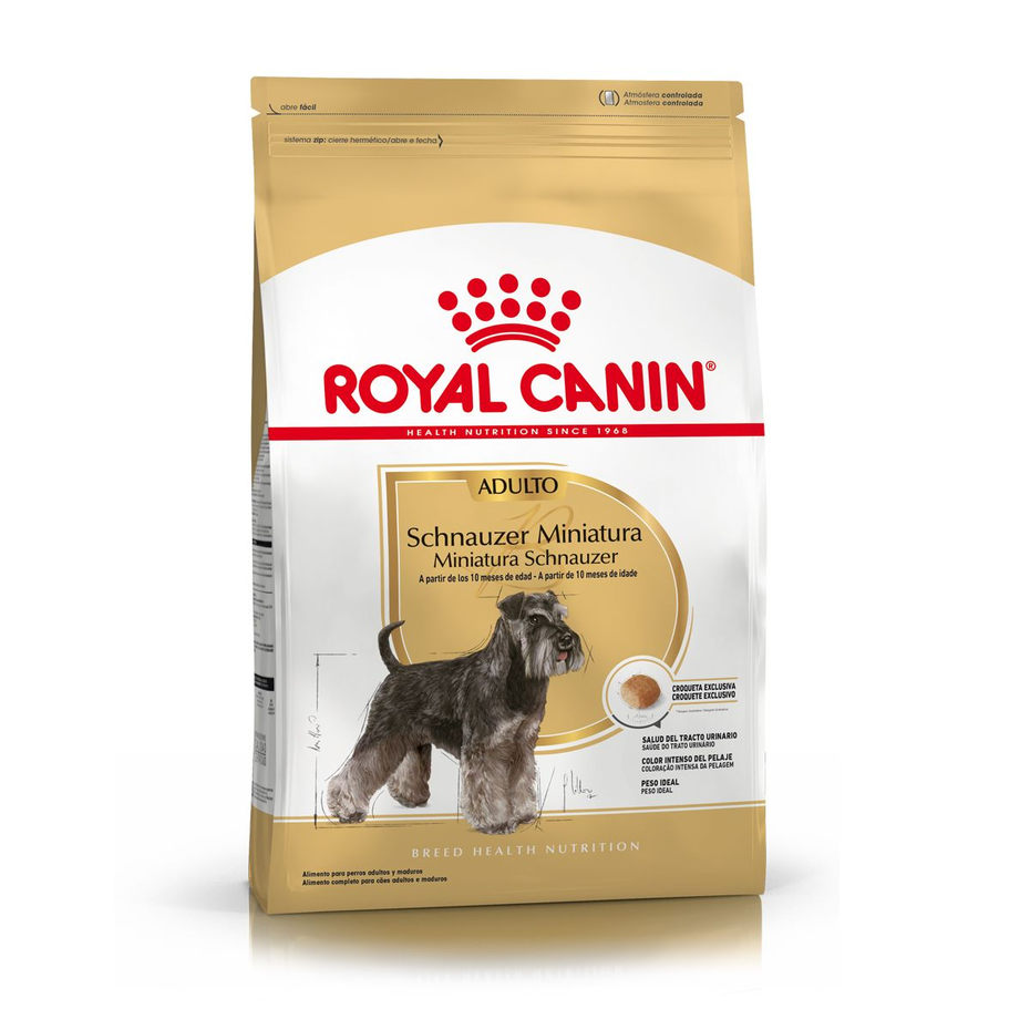 Envase de alimento Royal Canin Schnauzer Miniatura Adult para perros
