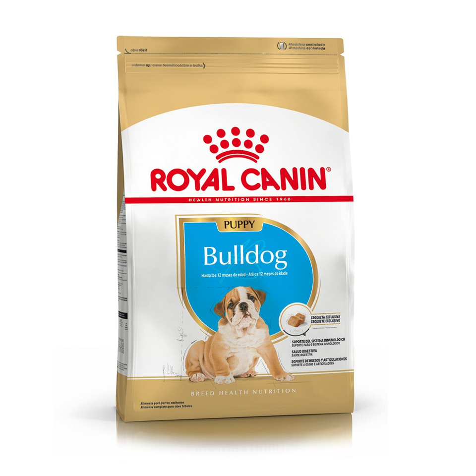 Envase de alimento Royal Canin Bulldog Puppy para perros