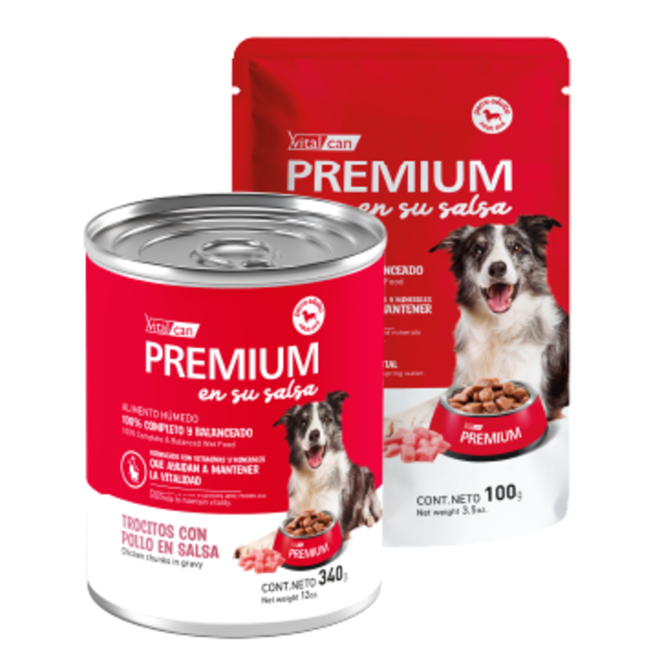Vital Can Premium - Perros Adultos - Húmedo - Trocitos en Salsa - Pollo