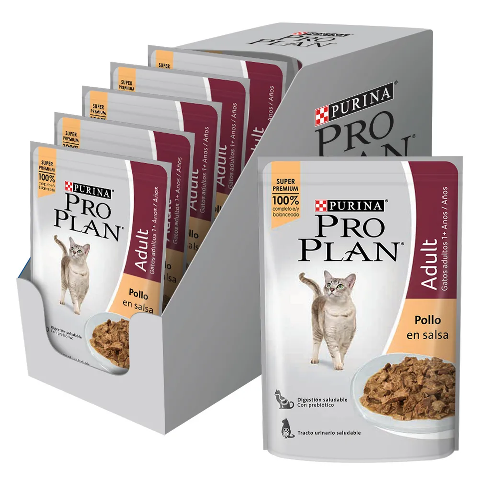 Envase de alimento Pro Plan Pollo en Salsa adultos para gatos